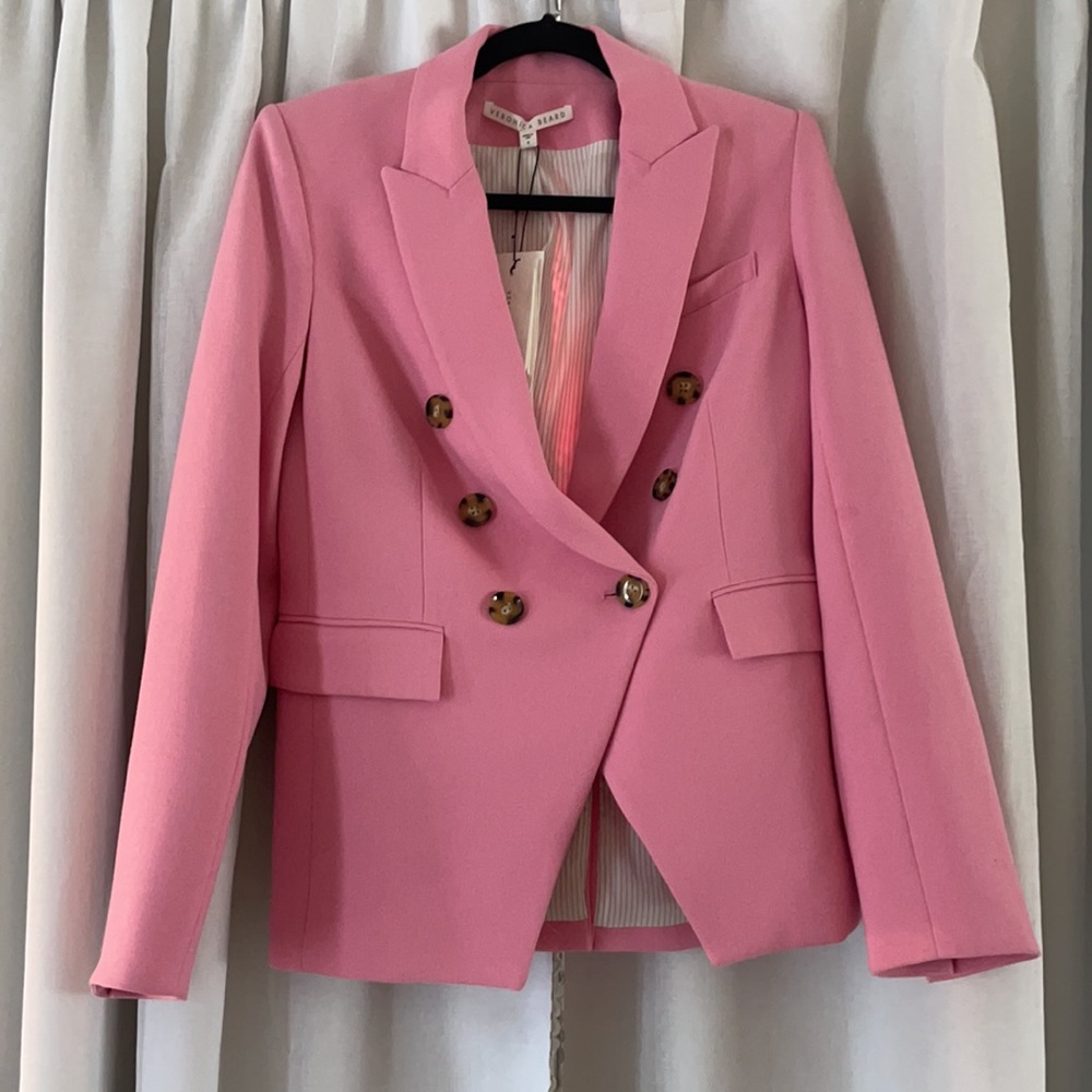 Veronica Beard Miller Dickey Pink Jacket Power Blazer sz 8 - Picture 6 of 11